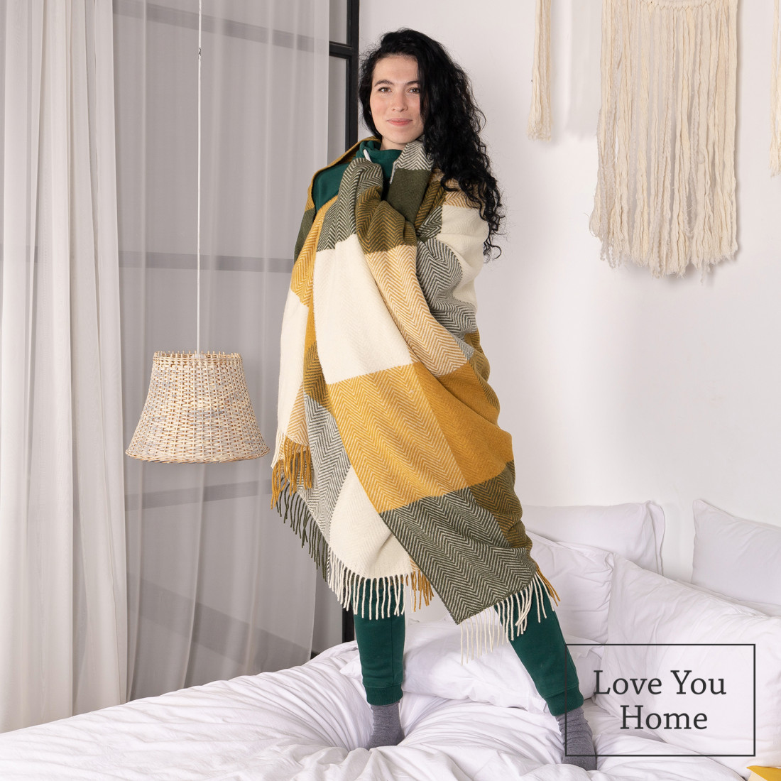 Coperta in lana merino a quadri sfumati · 4