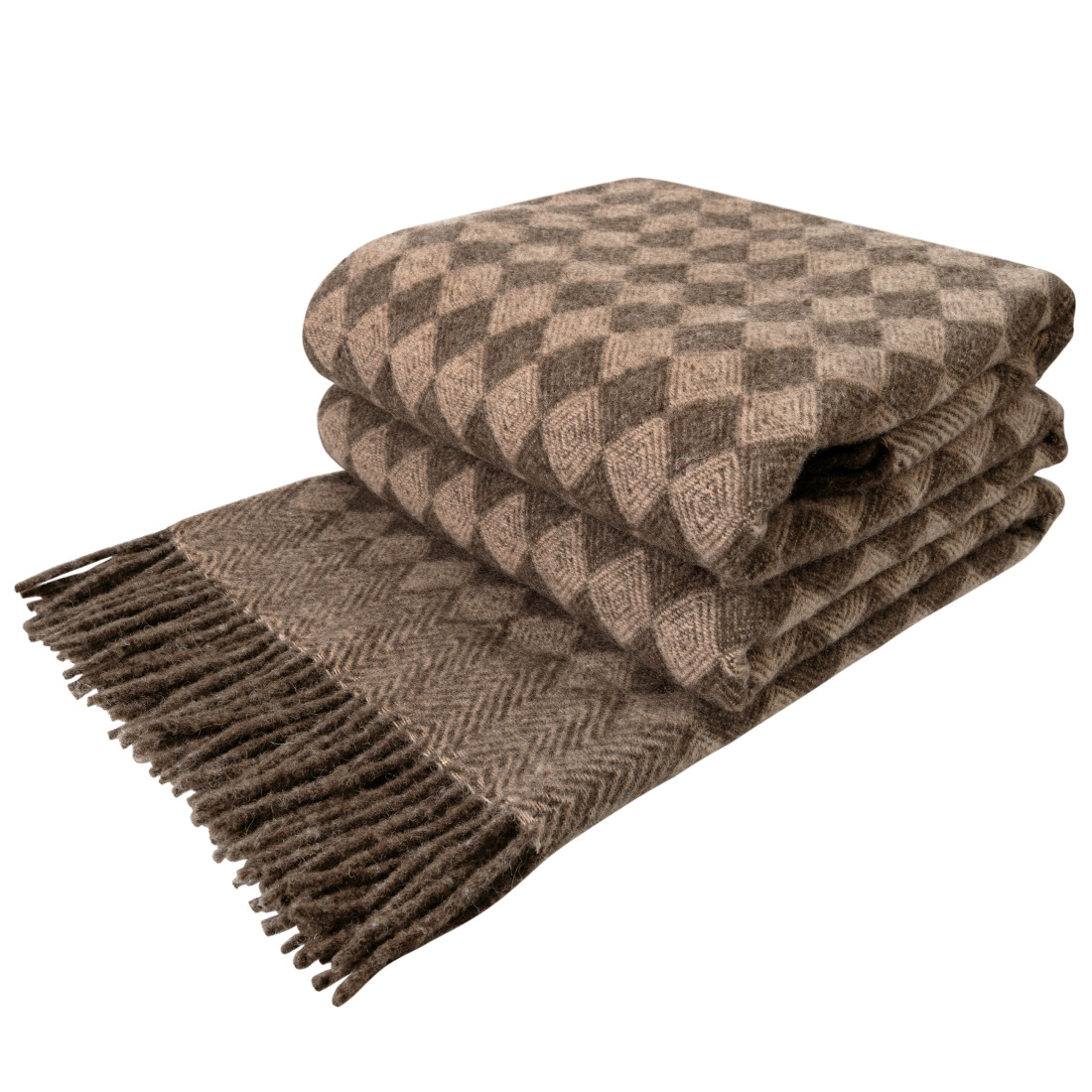 Coperta in lana vergine con motivo a rombo