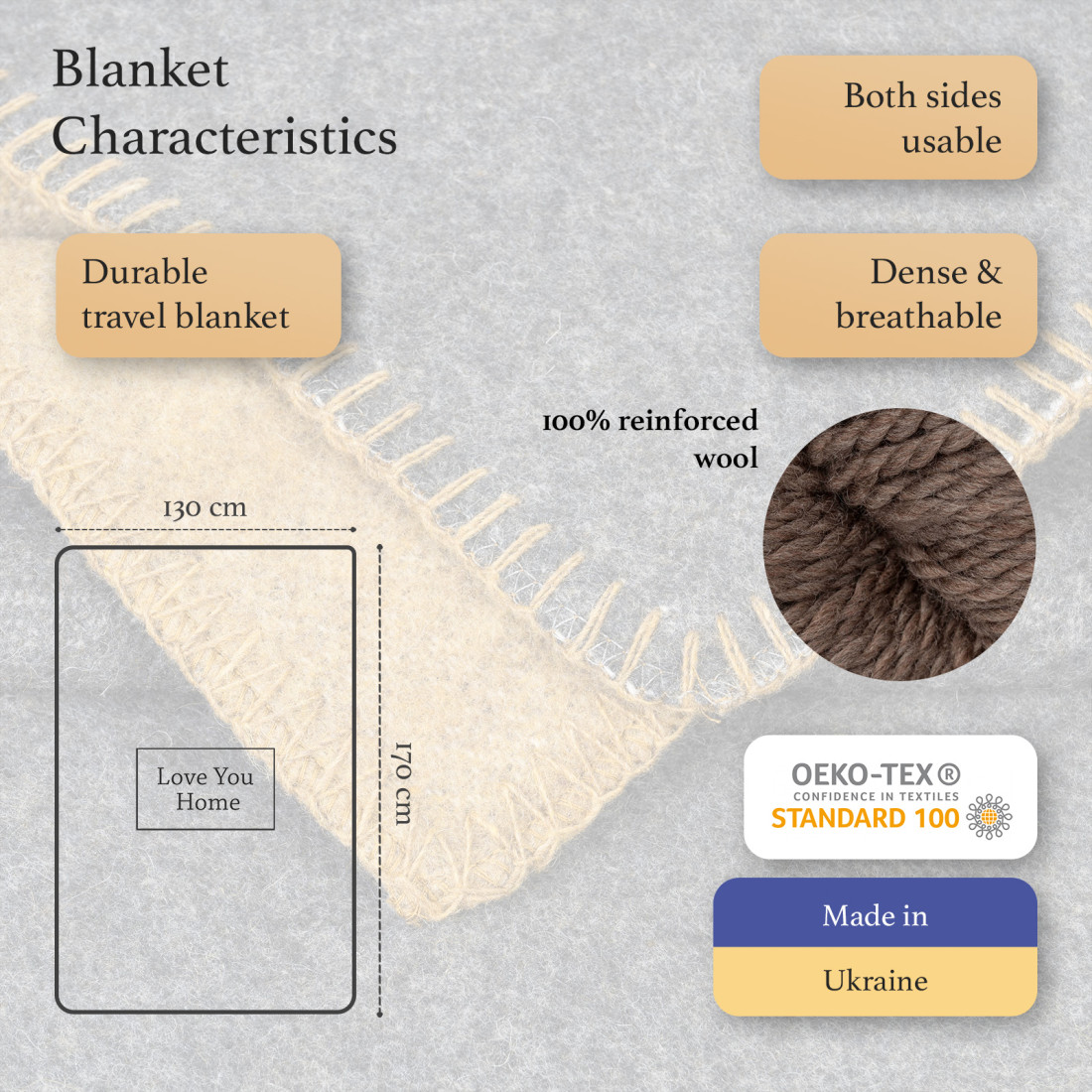 Coperta in lana di pecora al 100% · 2