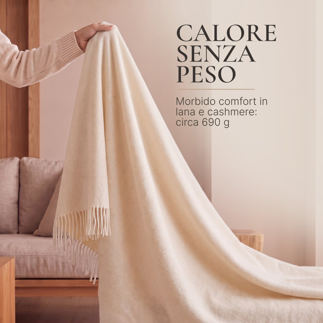Coperta in lana di cashmere con motivo spina di pesce in merino · 4