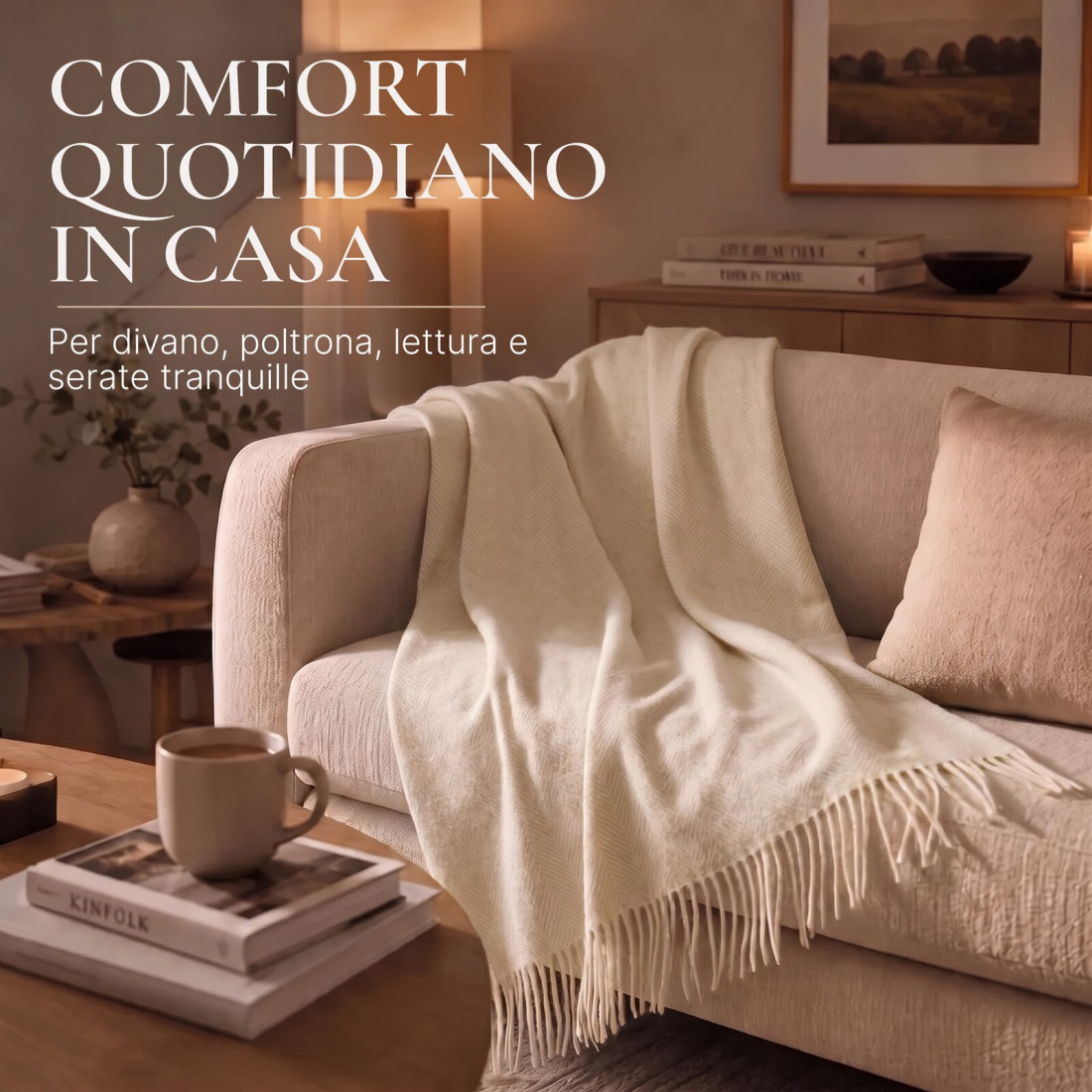 Coperta in lana di cashmere con motivo spina di pesce in merino · 6