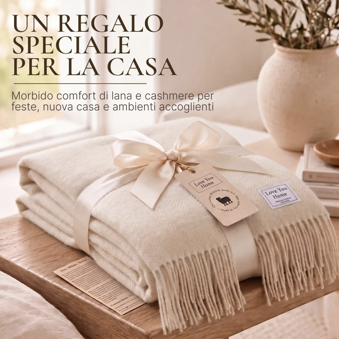 Coperta in lana di cashmere con motivo spina di pesce in merino · 8