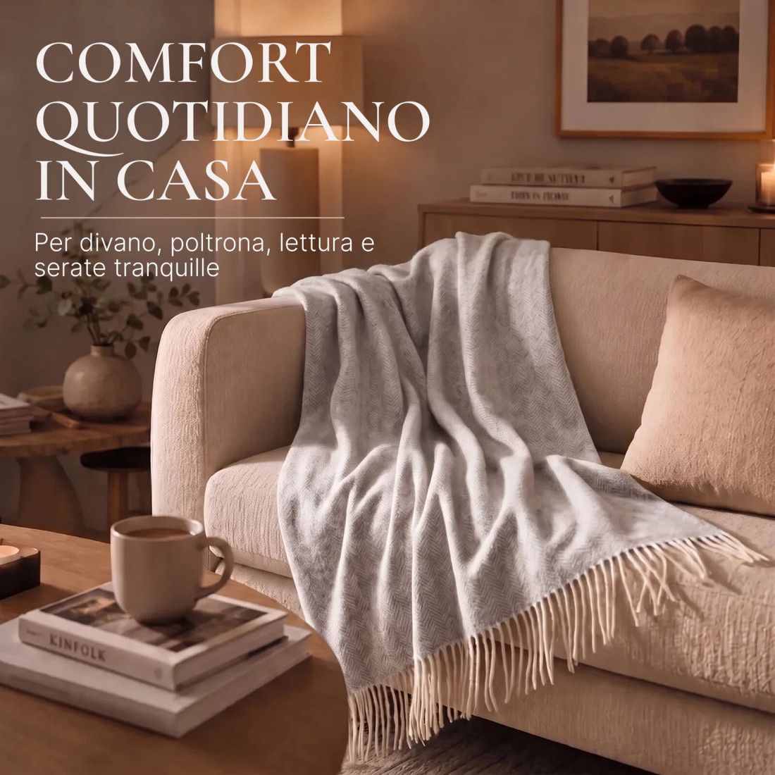 Coperta in lana di cashmere con motivo spina di pesce in merino · 6