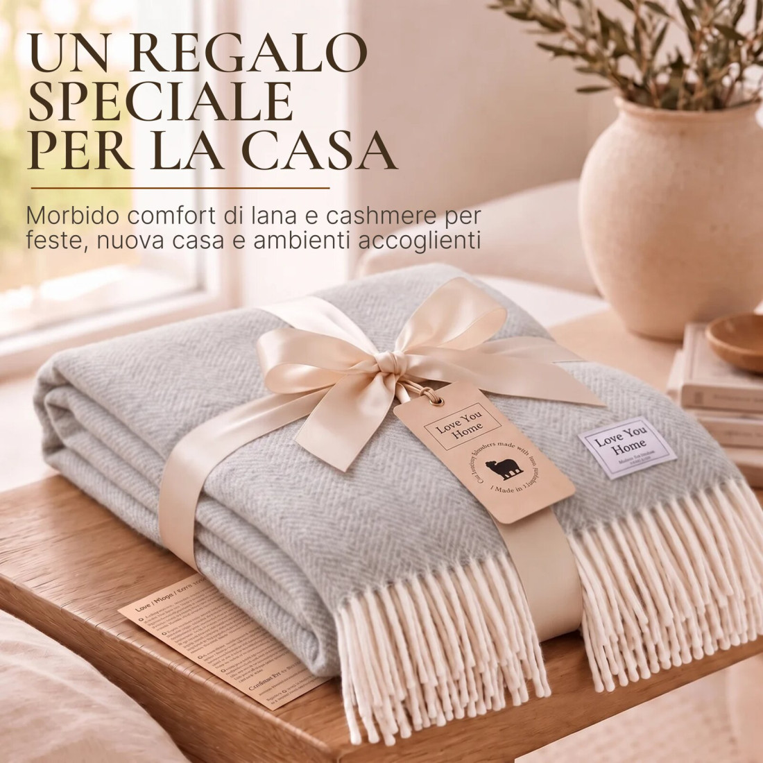 Coperta in lana di cashmere con motivo spina di pesce in merino · 8