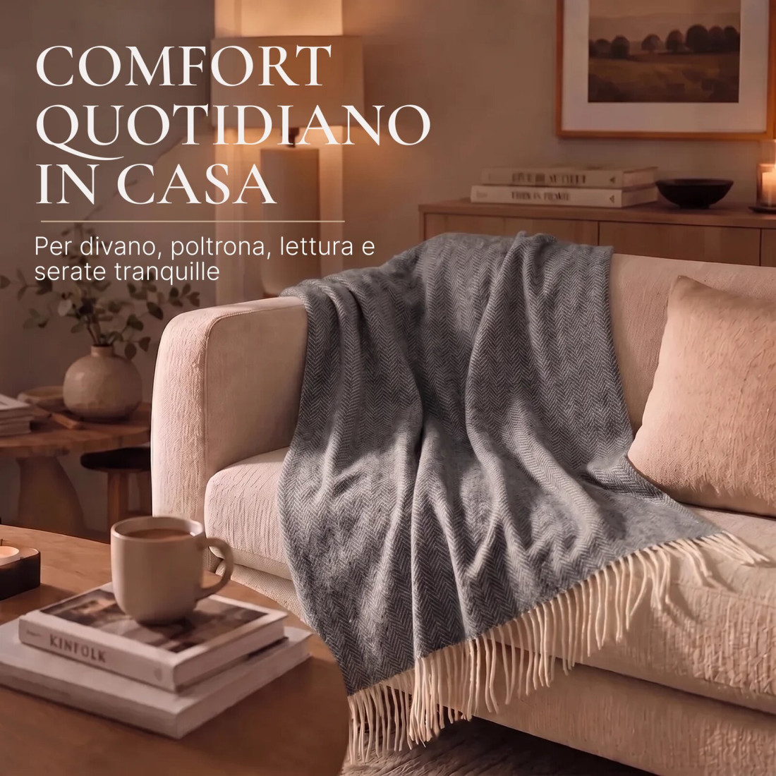 Coperta in lana di cashmere con motivo spina di pesce in merino · 6