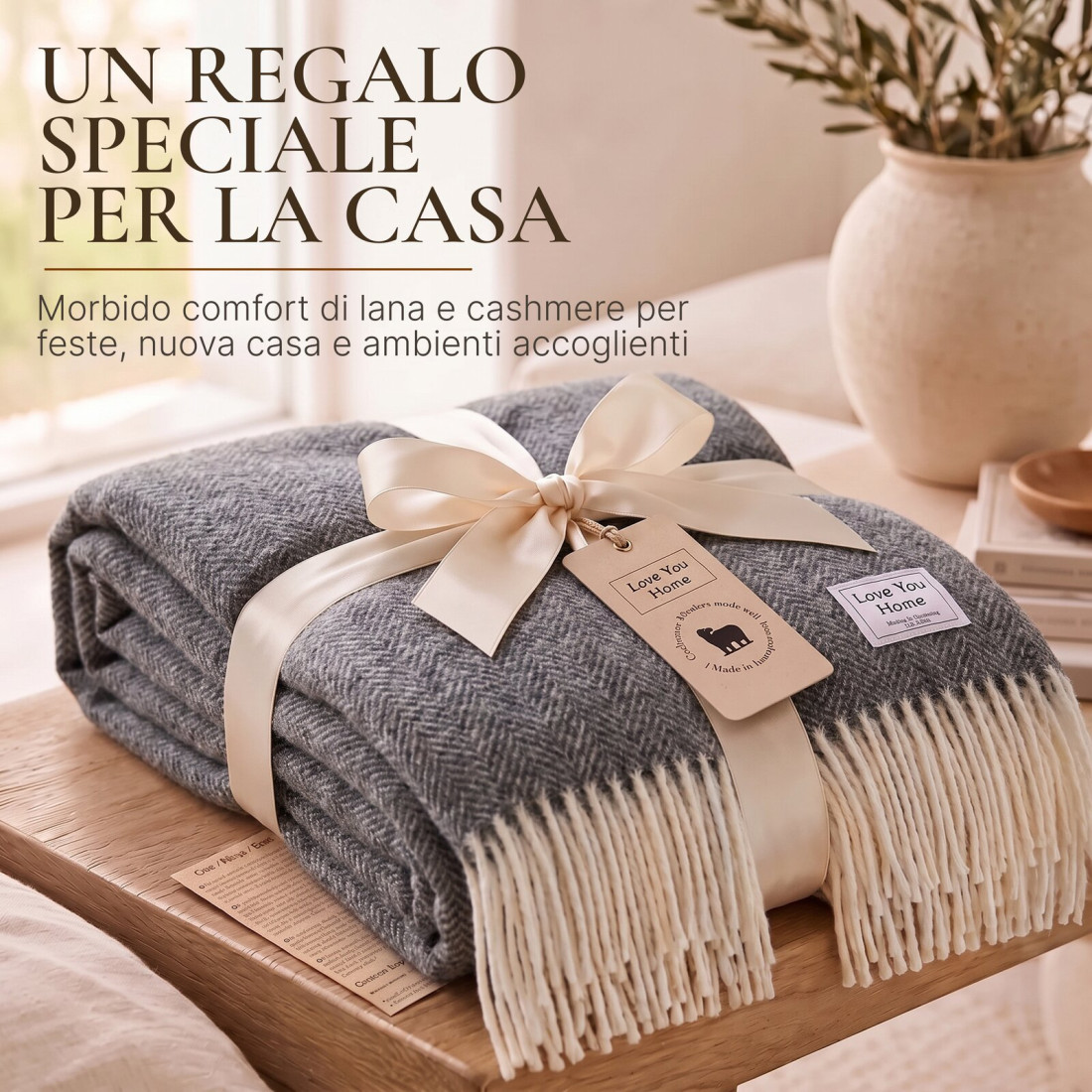 Coperta in lana di cashmere con motivo spina di pesce in merino · 8