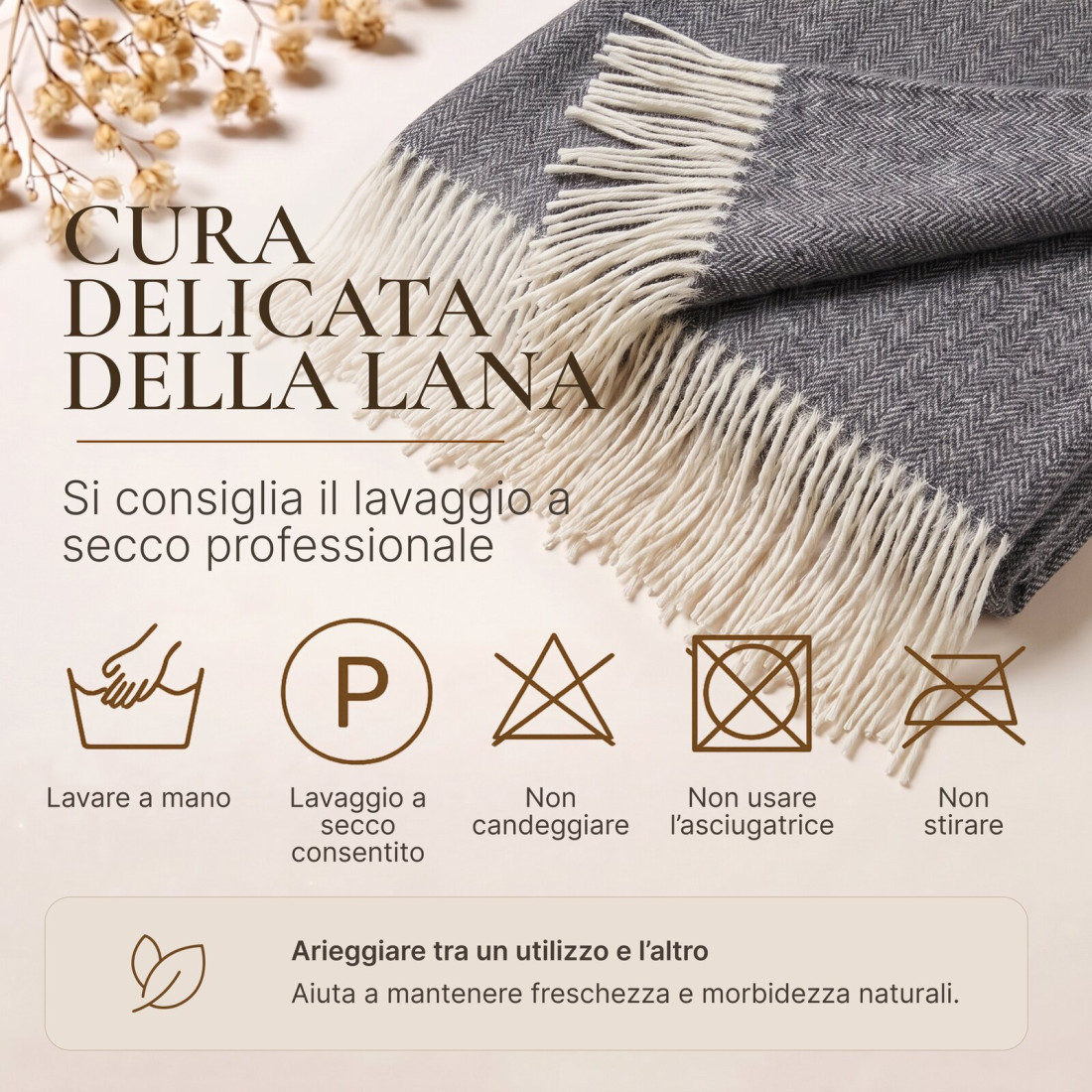 Coperta in lana di cashmere con motivo spina di pesce in merino · 9