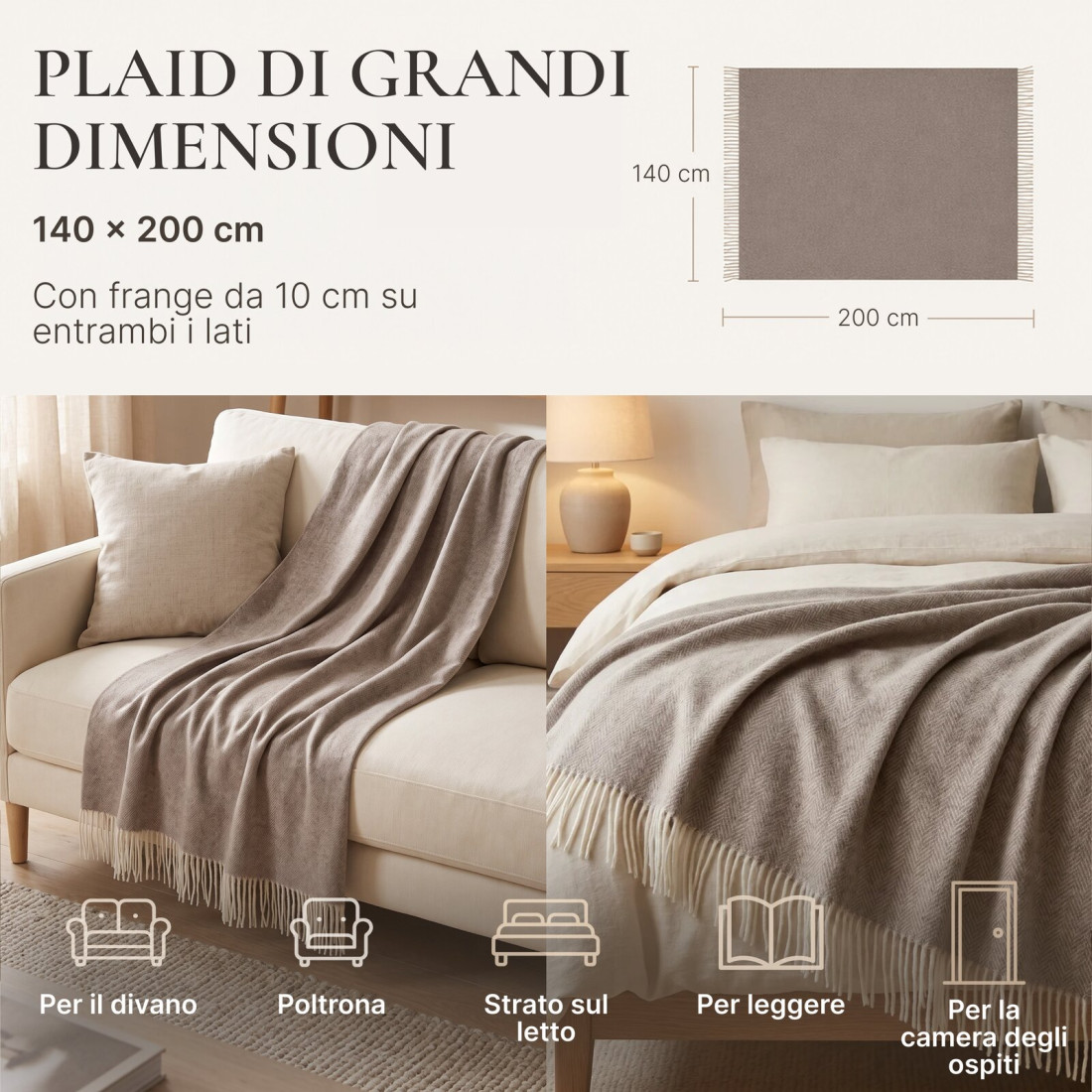 Coperta in lana di cachemire con motivo spina di pesce in merino · 5
