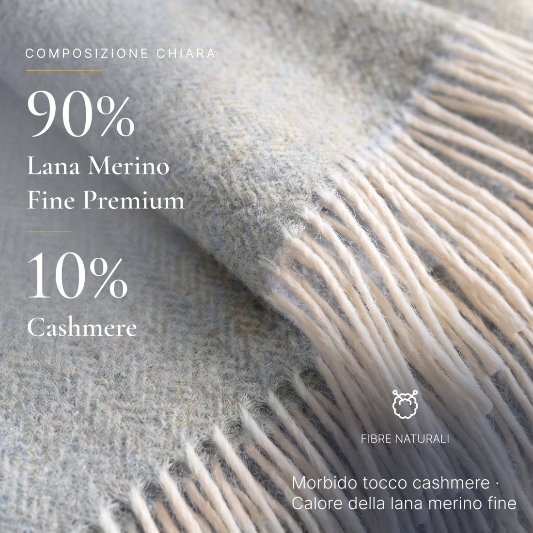 Coperta in cachemire con motivo a spina di pesce mérinos · 2