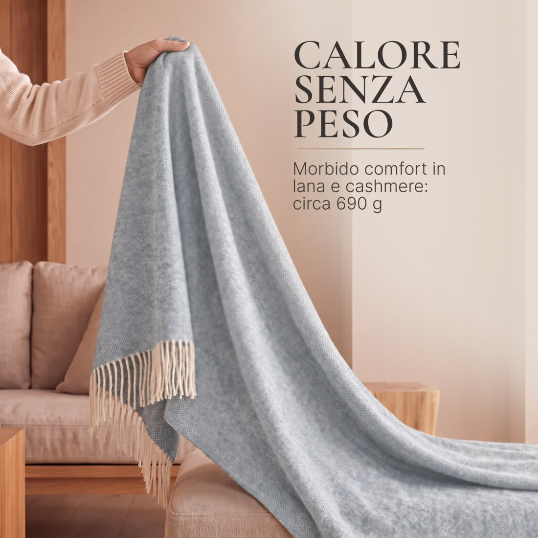 Coperta in cachemire con motivo a spina di pesce mérinos · 4