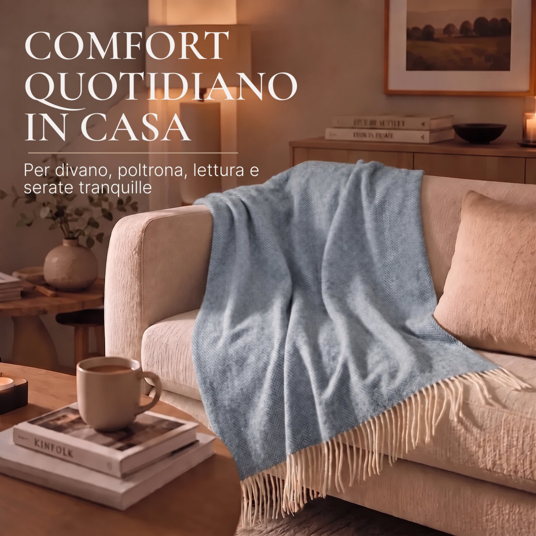 Coperta in cachemire con motivo a spina di pesce mérinos · 6