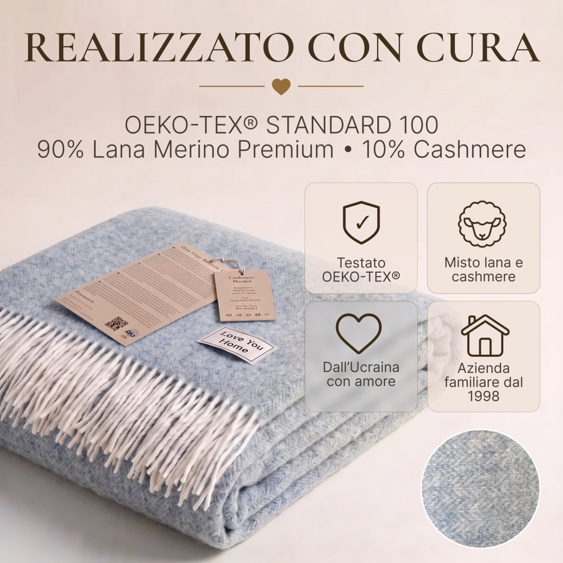 Coperta in cachemire con motivo a spina di pesce mérinos · 10