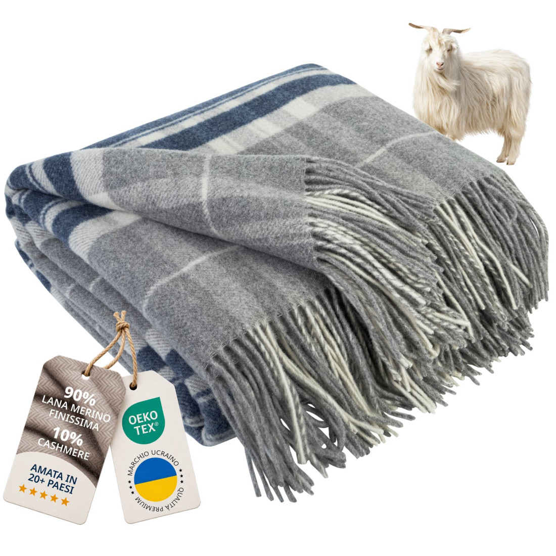 Coperta in cachemire con motivo tartan in merino
