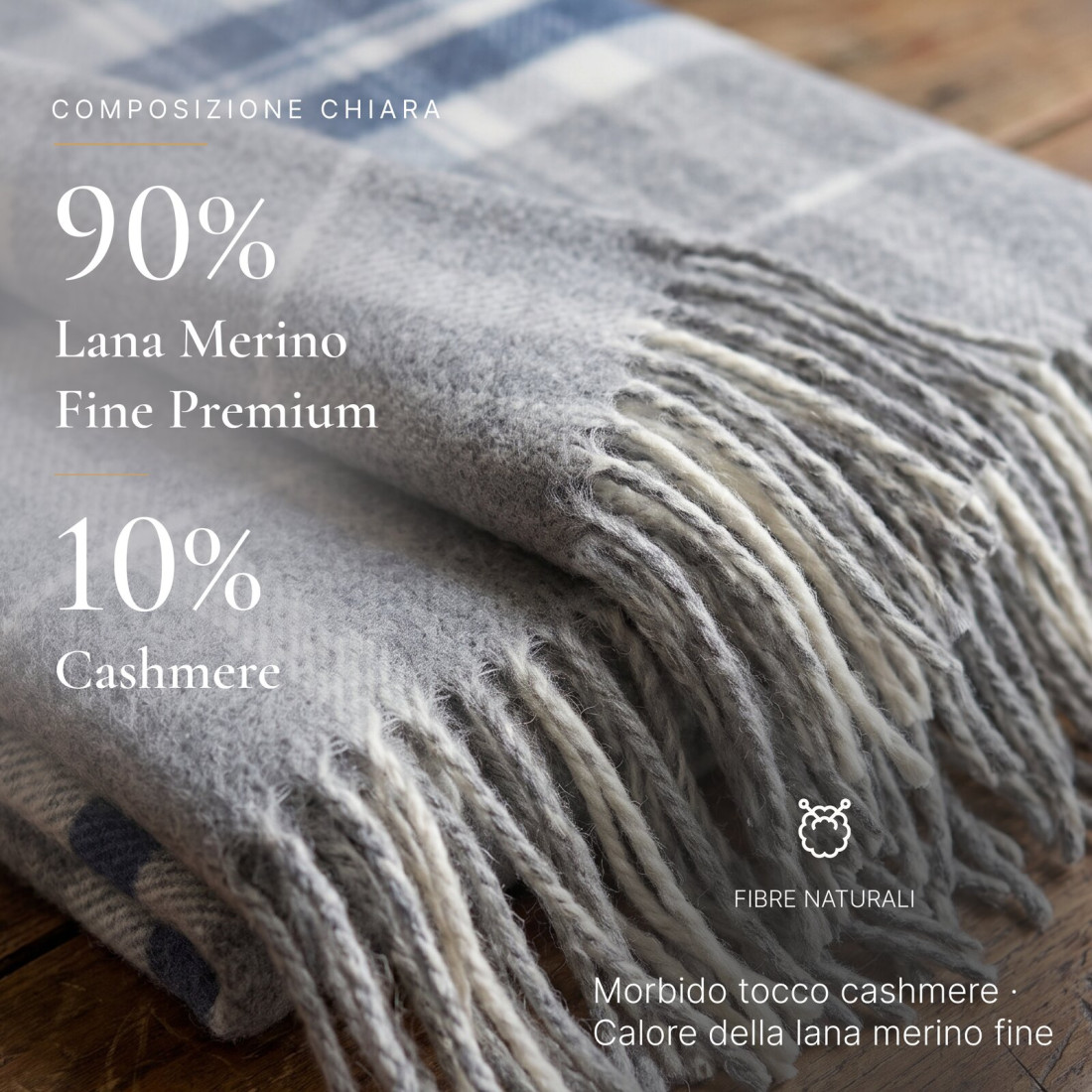 Coperta in cachemire con motivo tartan in merino · 2