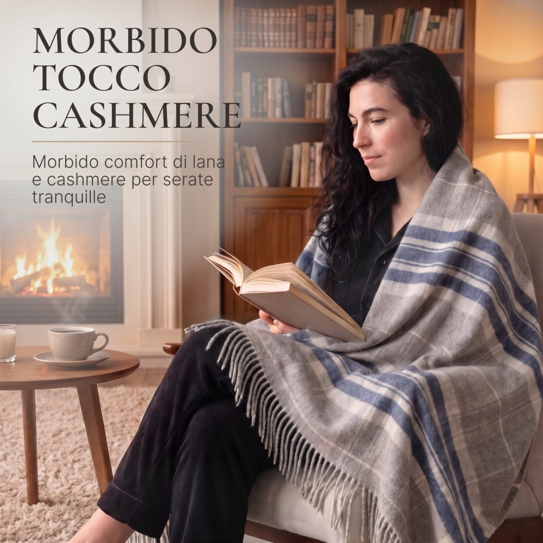 Coperta in cachemire con motivo tartan in merino · 3
