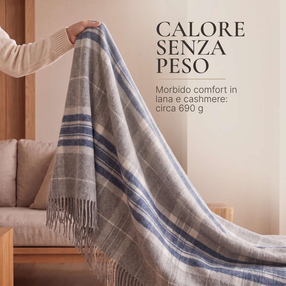 Coperta in cachemire con motivo tartan in merino · 4