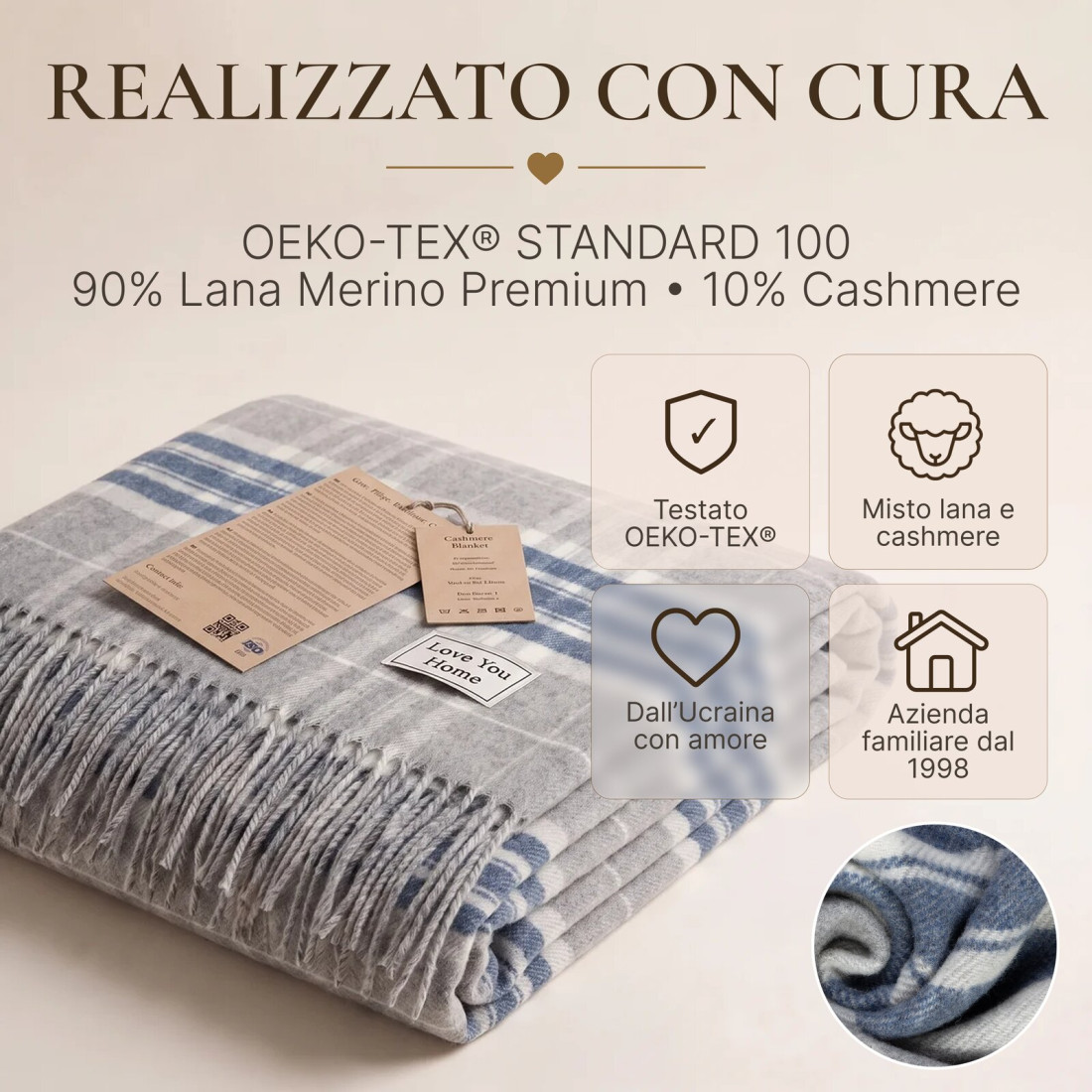 Coperta in cachemire con motivo tartan in merino · 10