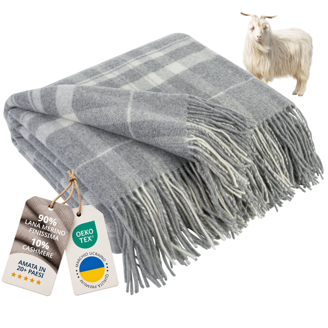 Coperta in lana di cashmere con motivo tartan
