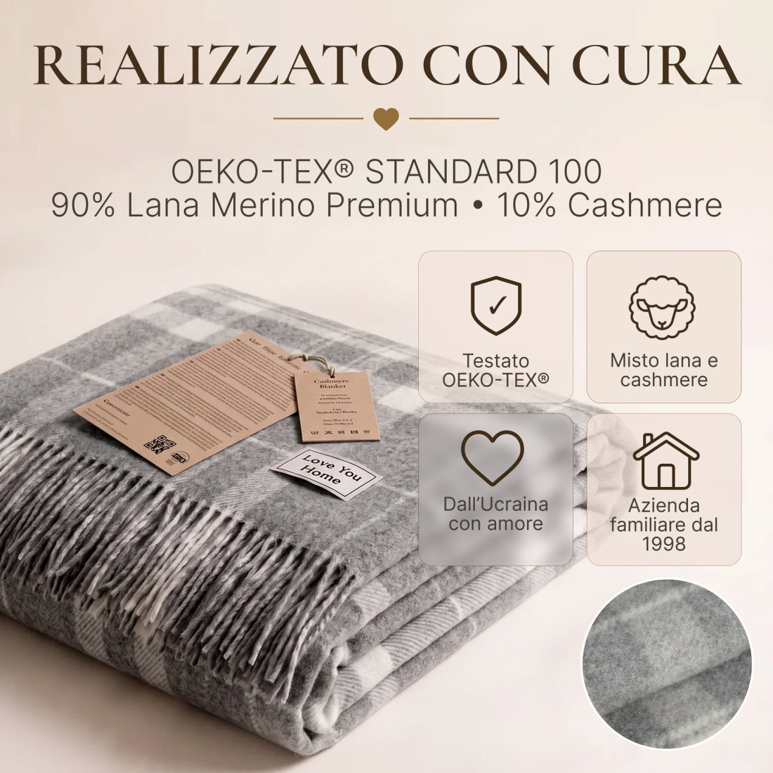 Coperta in lana di cashmere con motivo tartan · 10