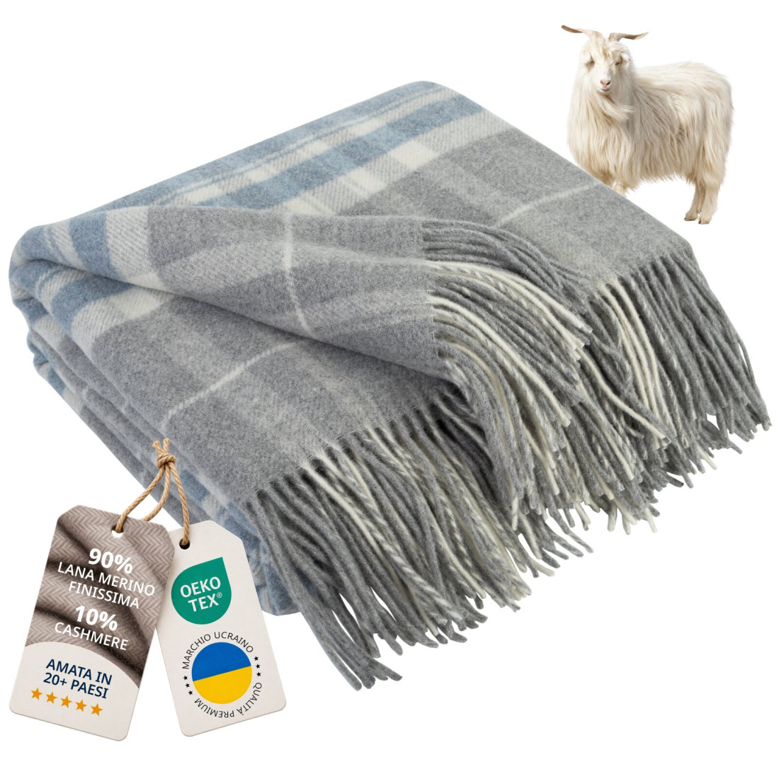 Coperta in lana di cashmere con motivo tartan
