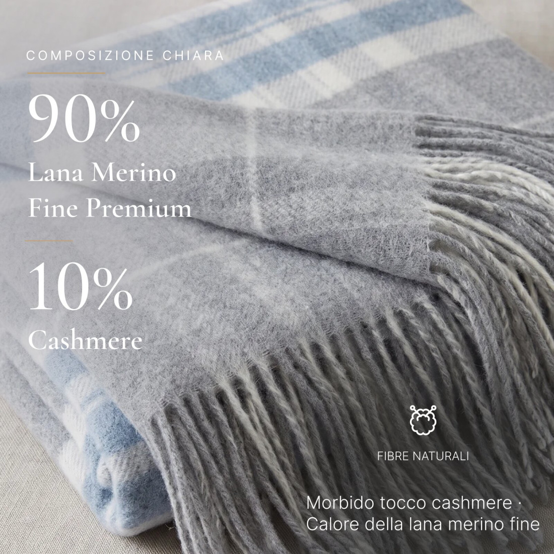 Coperta in lana di cashmere con motivo tartan · 2