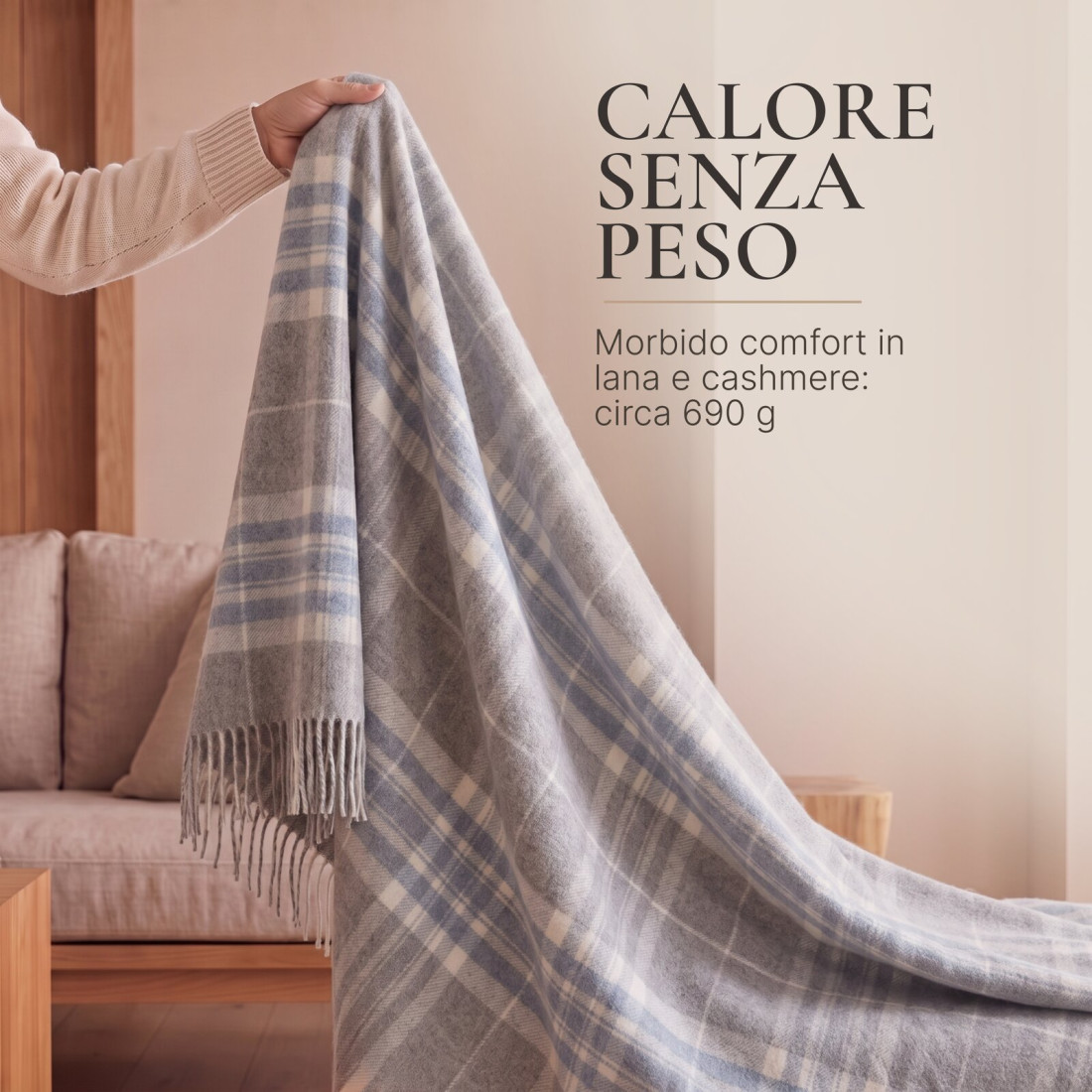 Coperta in lana di cashmere con motivo tartan · 4