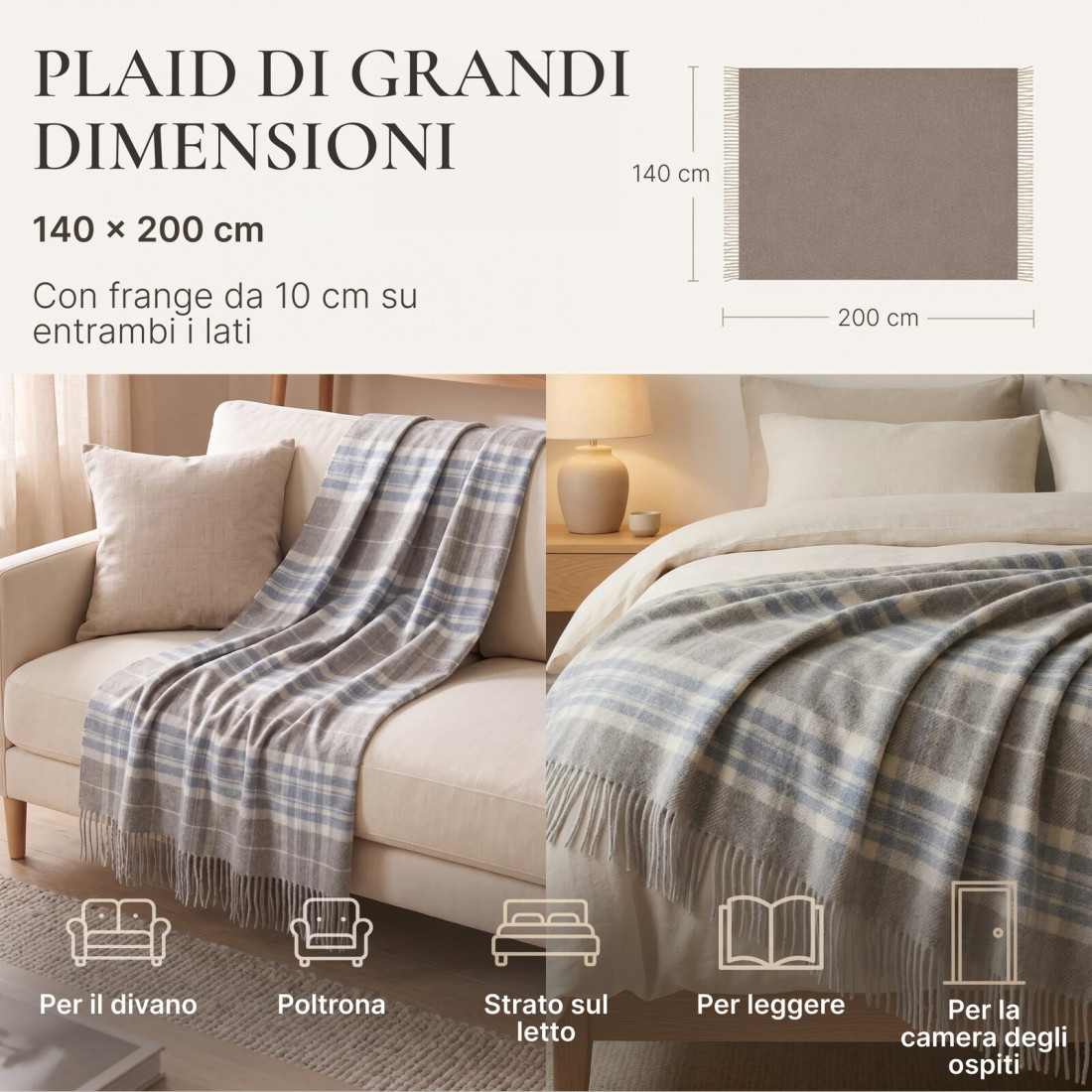 Coperta in lana di cashmere con motivo tartan · 5