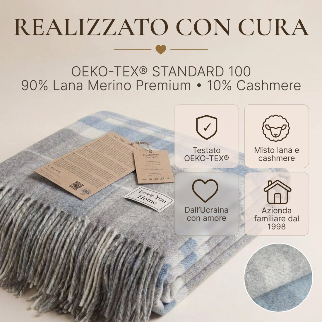 Coperta in lana di cashmere con motivo tartan · 10