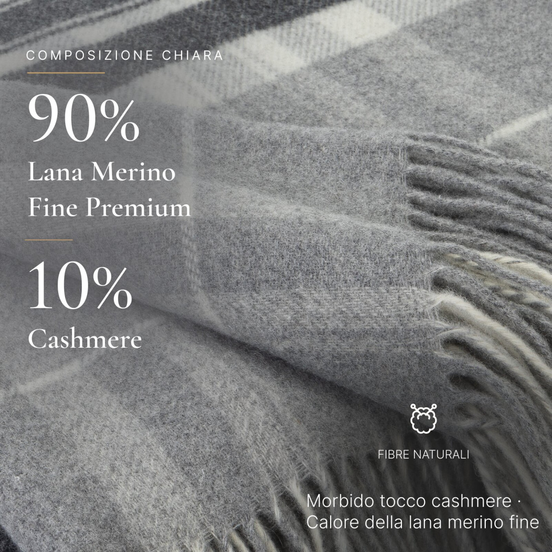 Coperta in Lana di Cashmere con Merino Tartan · 2