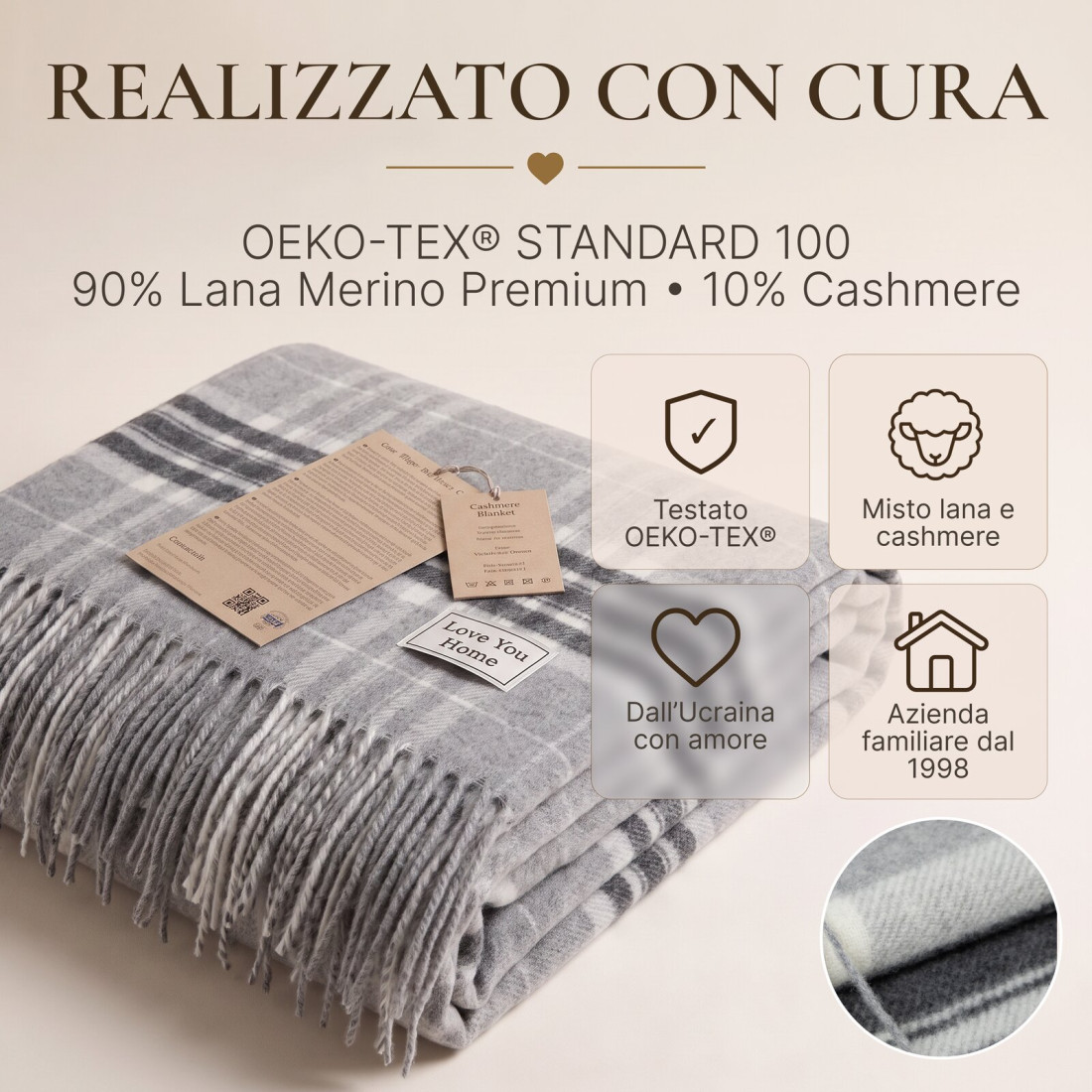 Coperta in Lana di Cashmere con Merino Tartan · 10