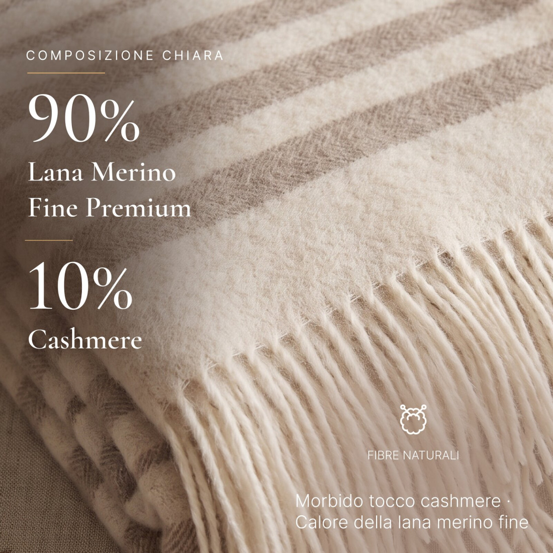 Coperta in lana di cashmere con righe Merino · 2