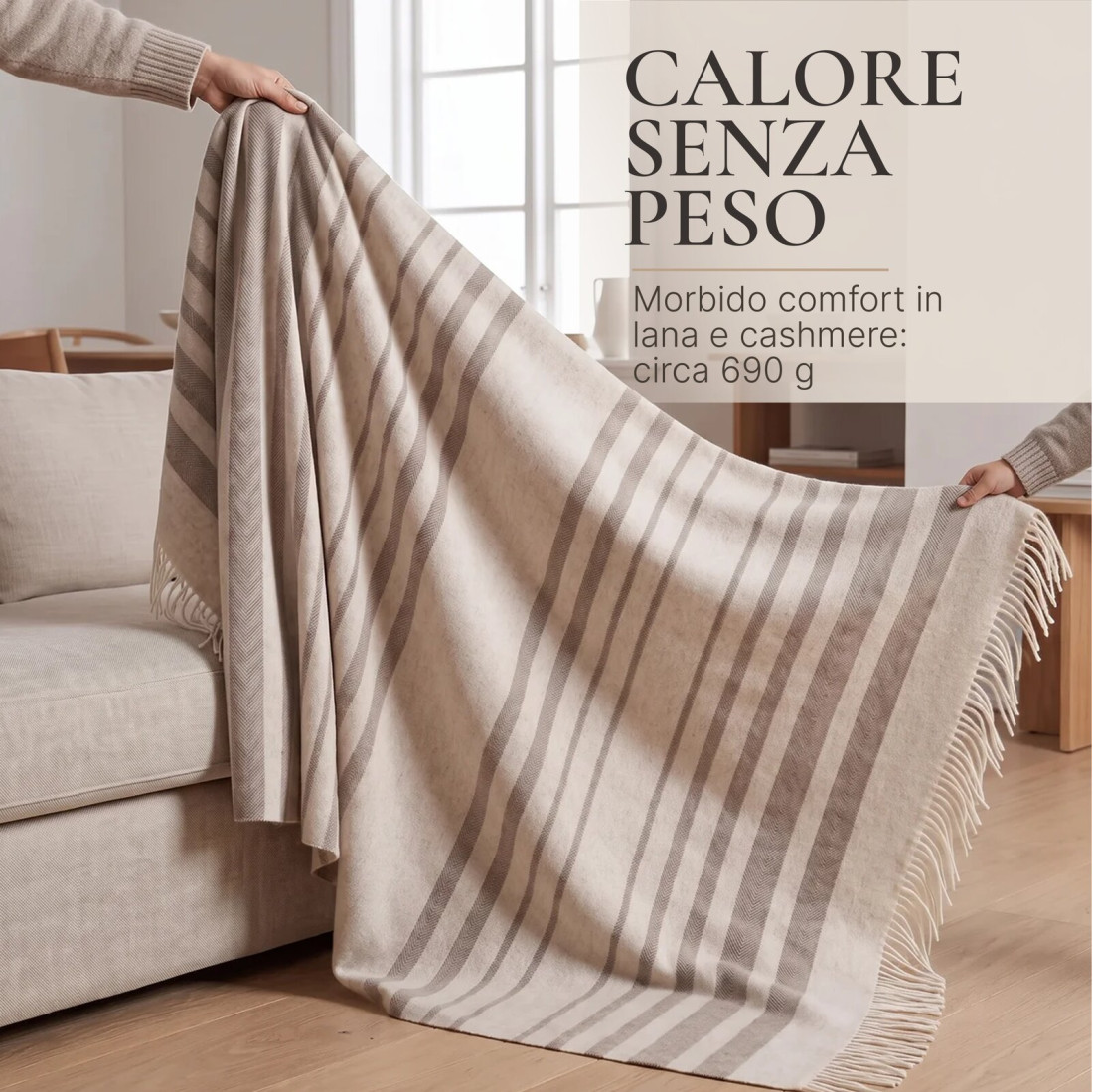 Coperta in lana di cashmere con righe Merino · 4