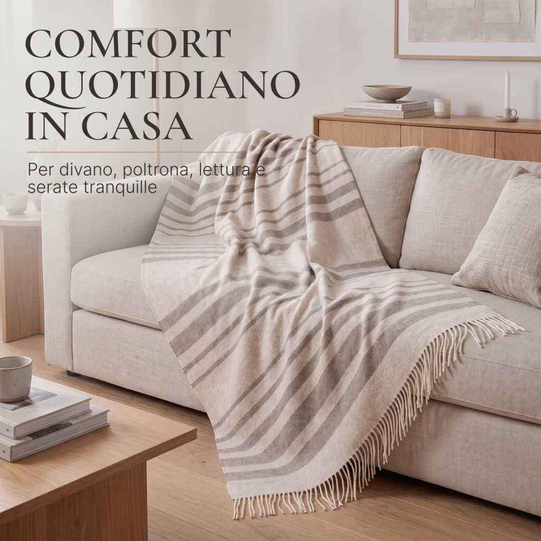Coperta in lana di cashmere con righe Merino · 6