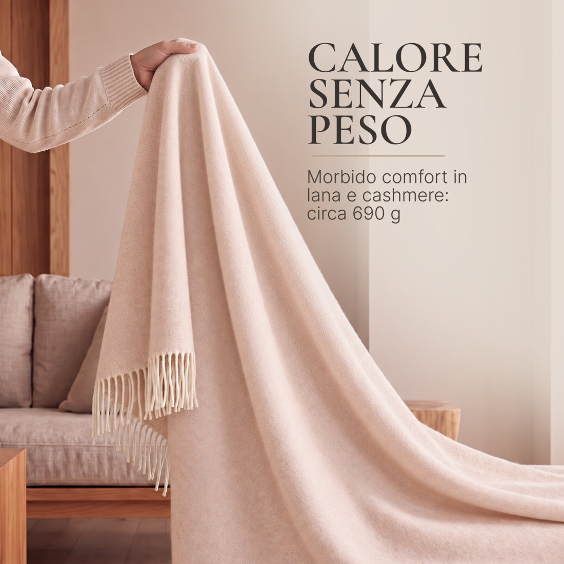Coperta in cachemire con motivo a spina di pesce mérinos · 4