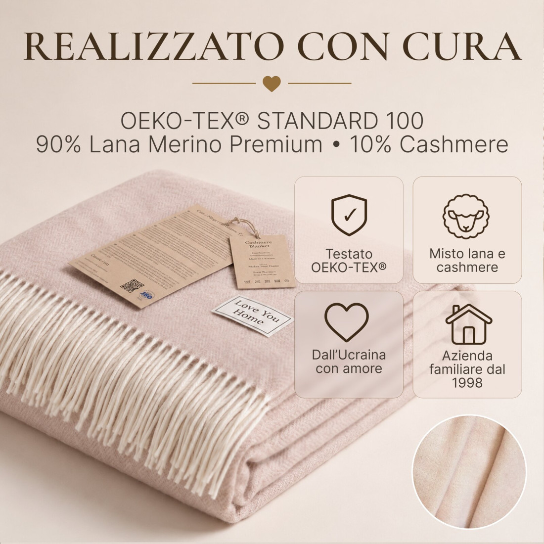 Coperta in cachemire con motivo a spina di pesce mérinos · 10