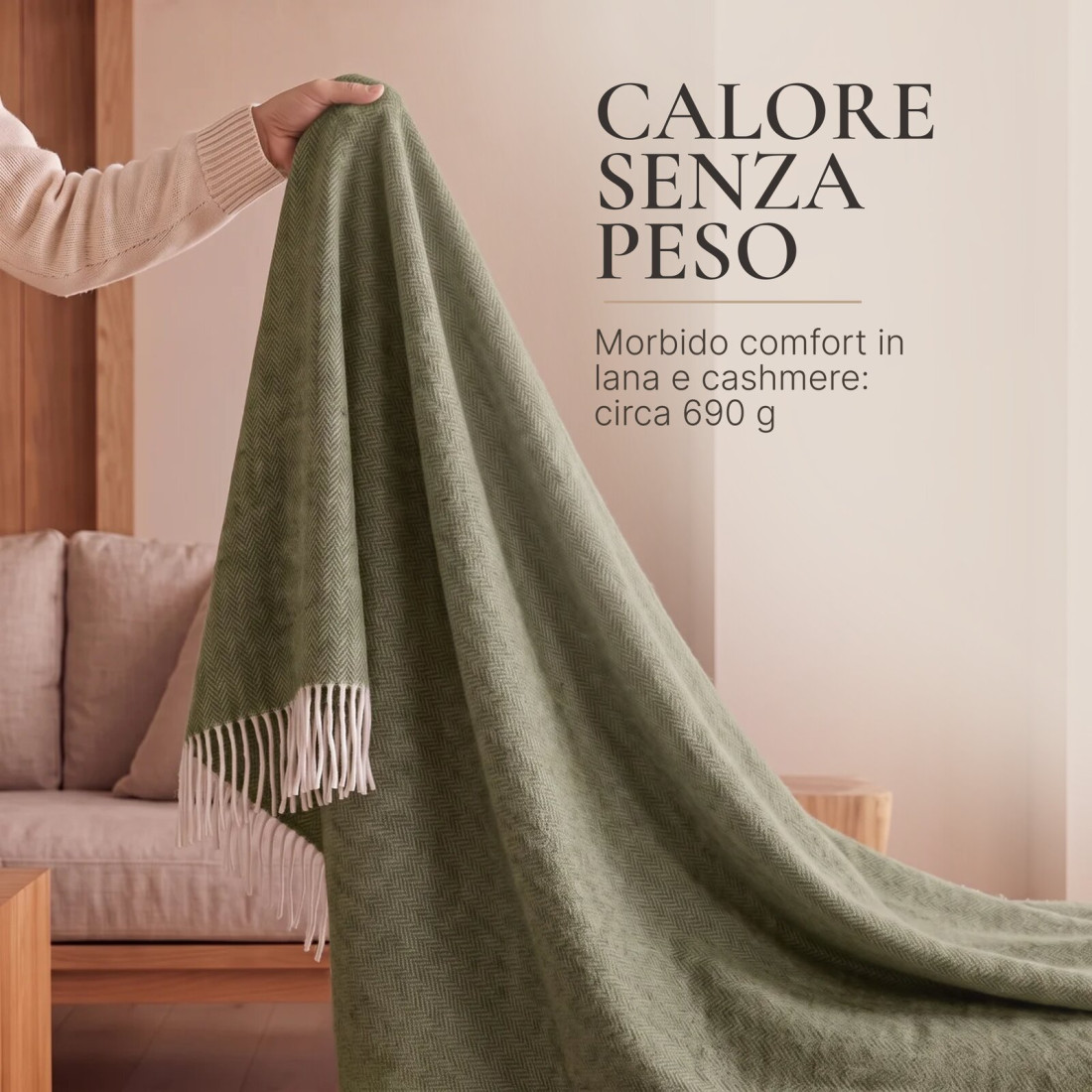 Coperta in cachemire con motivo a spina di pesce mérinos · 4