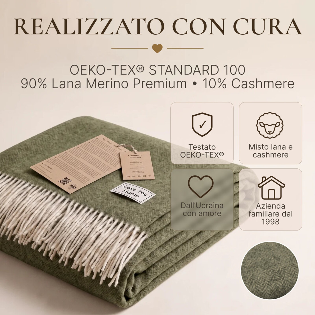 Coperta in cachemire con motivo a spina di pesce mérinos · 10