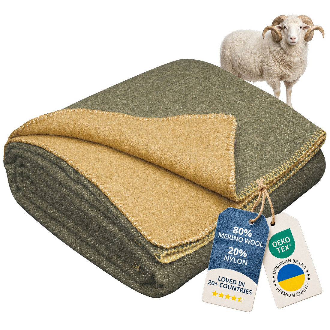 Coperta 80% lana merino