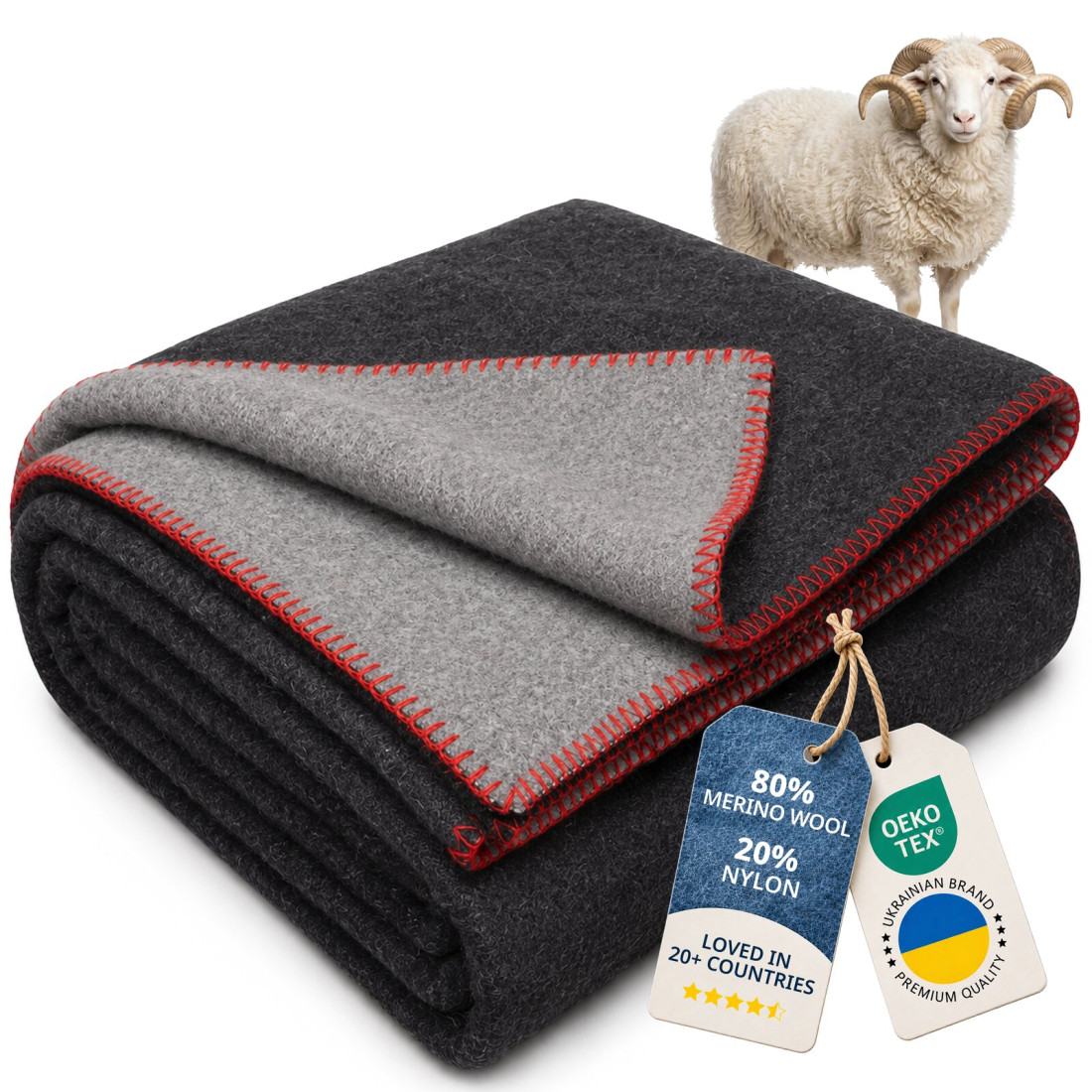 Coperta 80% lana merino