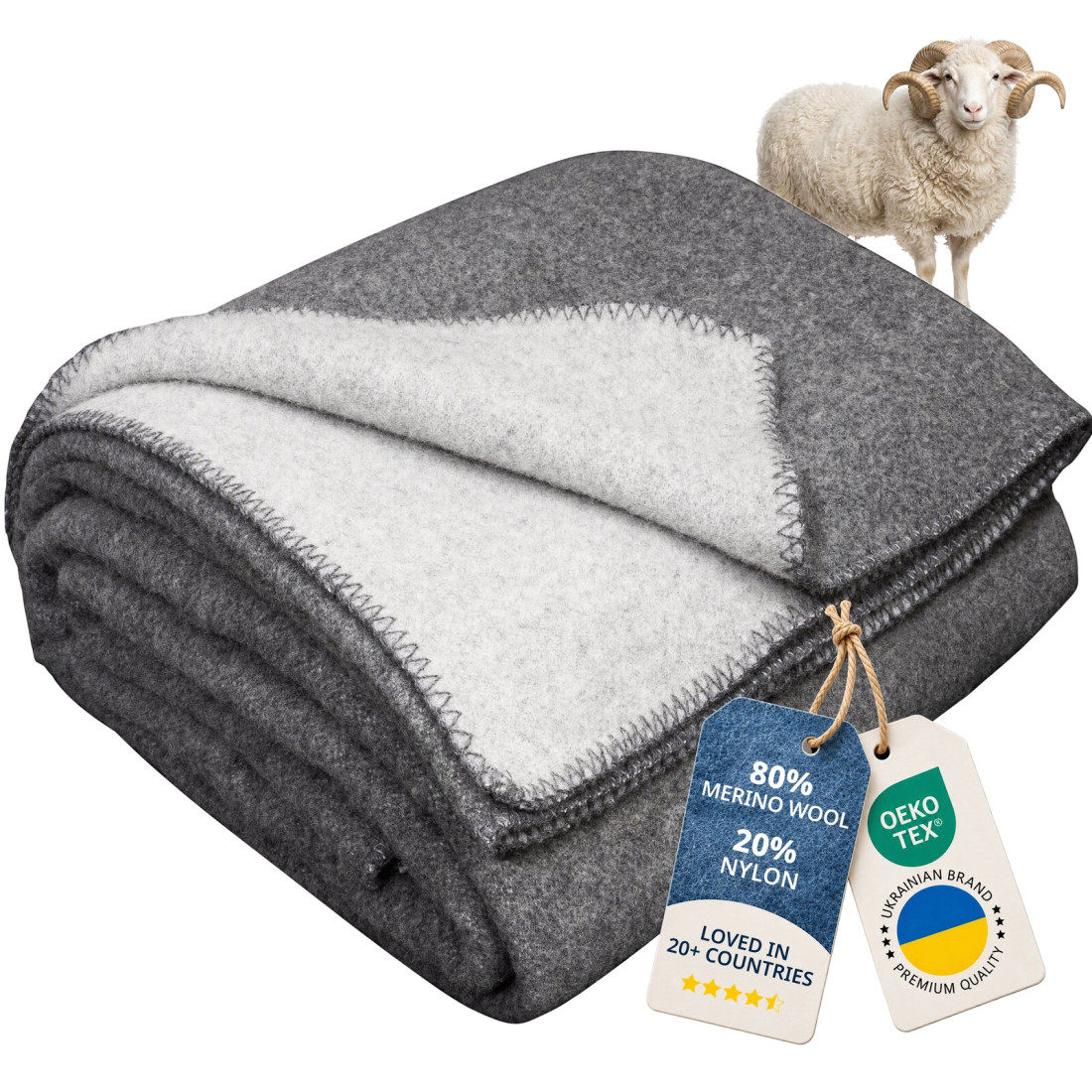 Coperta 80% lana merino