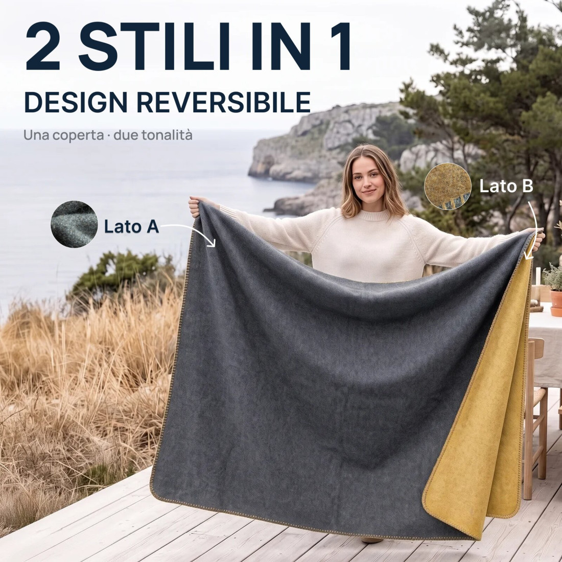 Coperta reversibile 100% lana · 2