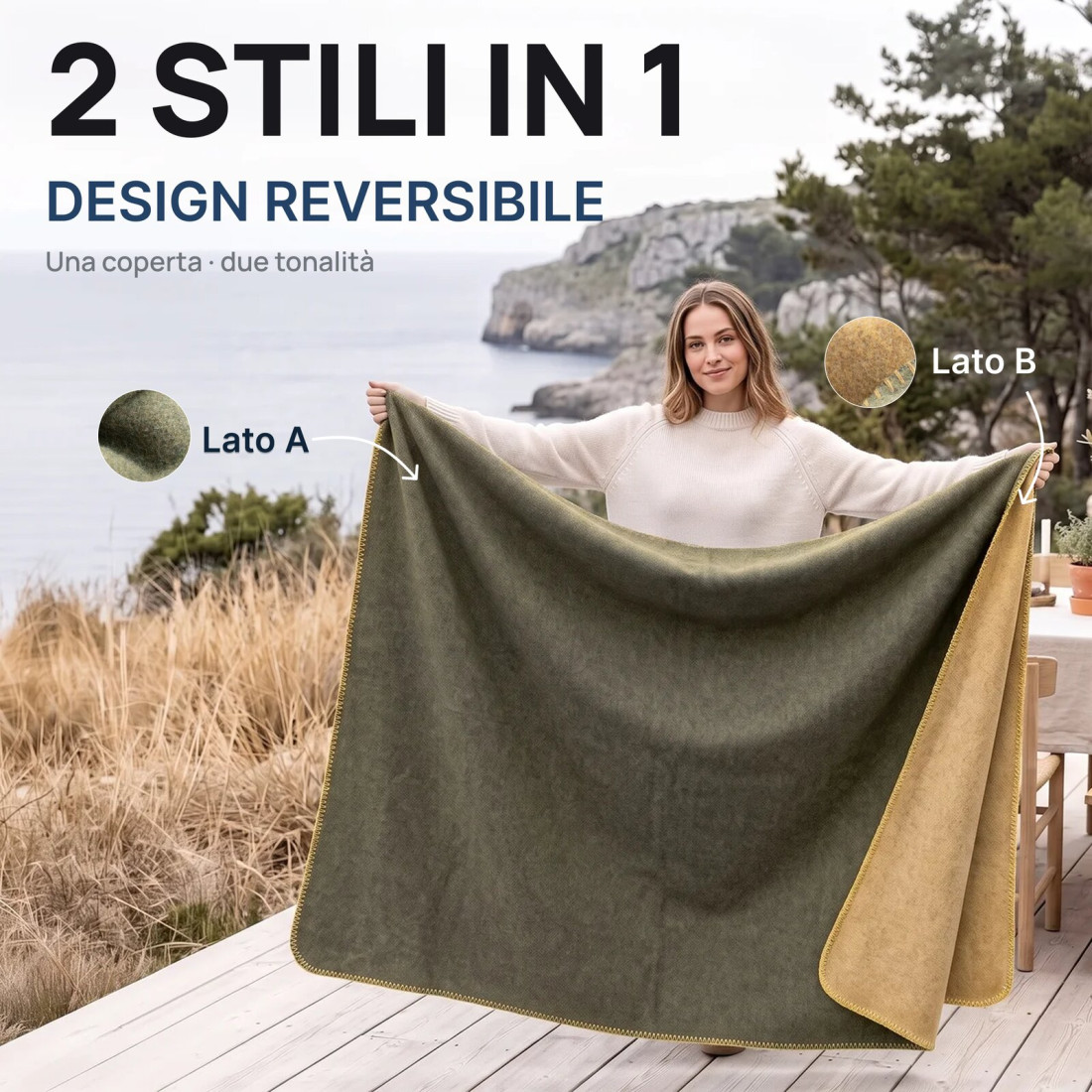 Coperta reversibile 100% lana · 2