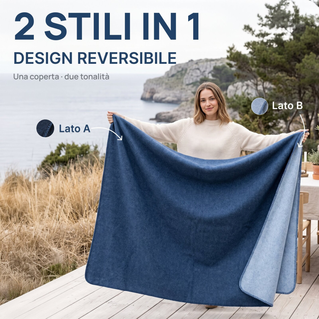 Coperta reversibile 100% lana · 2