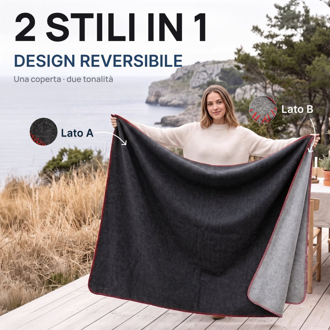 Coperta reversibile 100% lana · 2