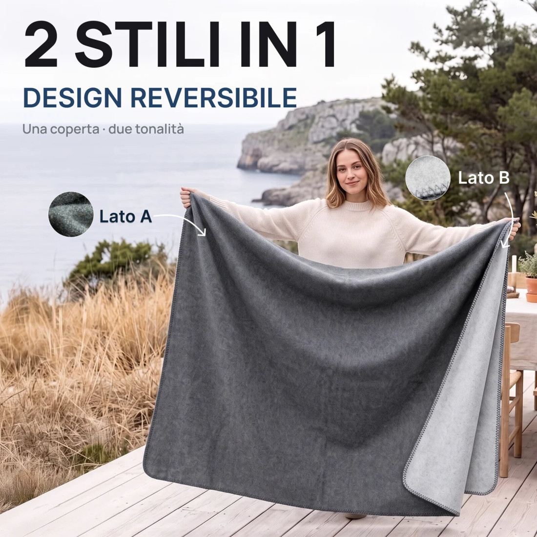 Coperta reversibile 100% lana · 2