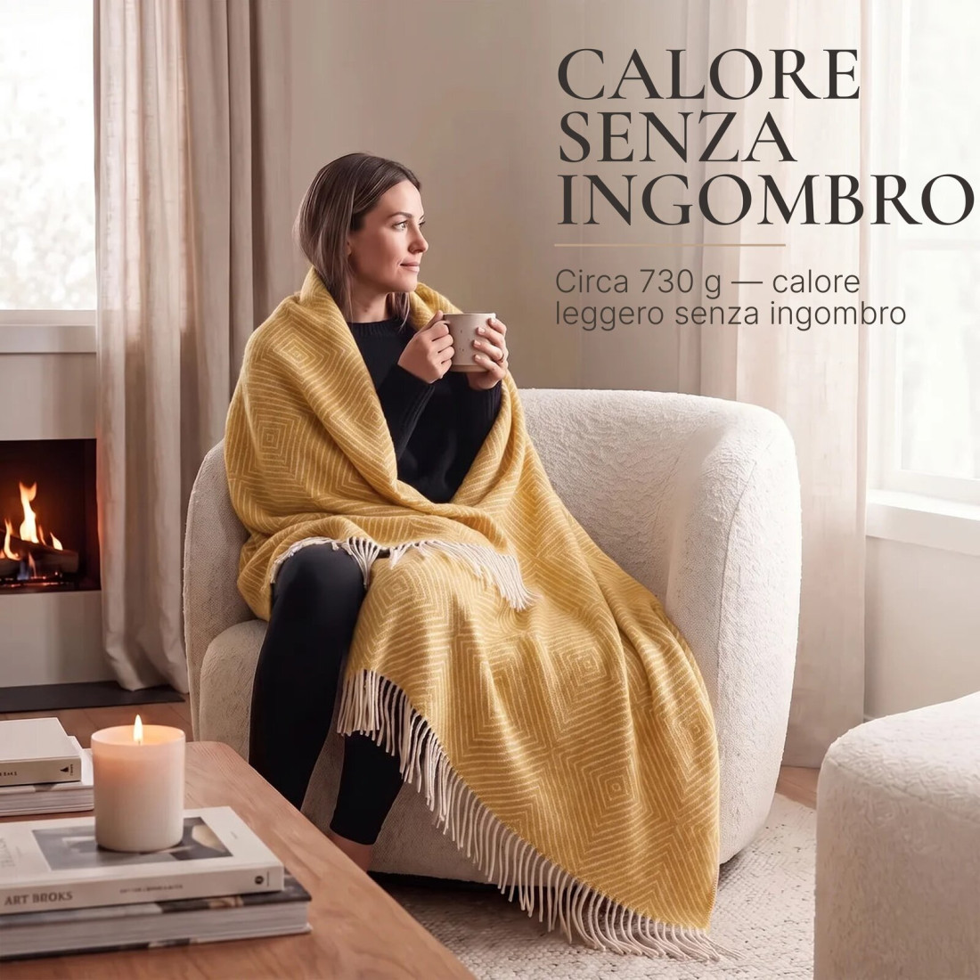 Coperta in lana Merino motivo rombi · 3