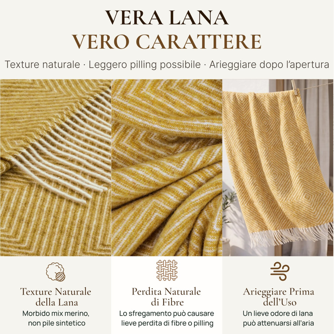 Coperta in lana Merino motivo rombi · 8
