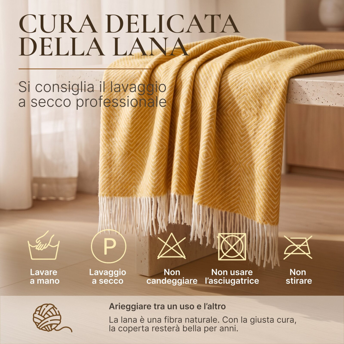 Coperta in lana Merino motivo rombi · 9