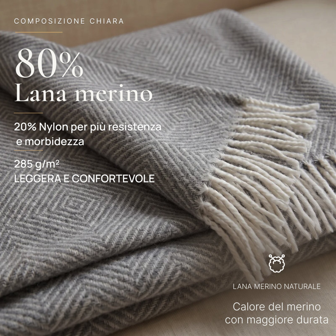 Coperta in lana merino a rombi · 2