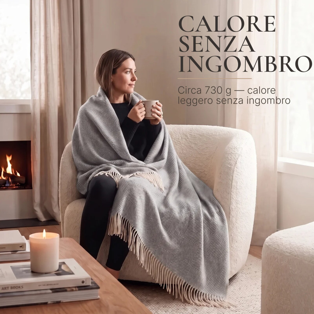 Coperta in lana merino a rombi · 3